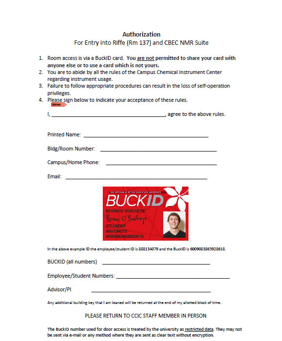 NMR Access Form